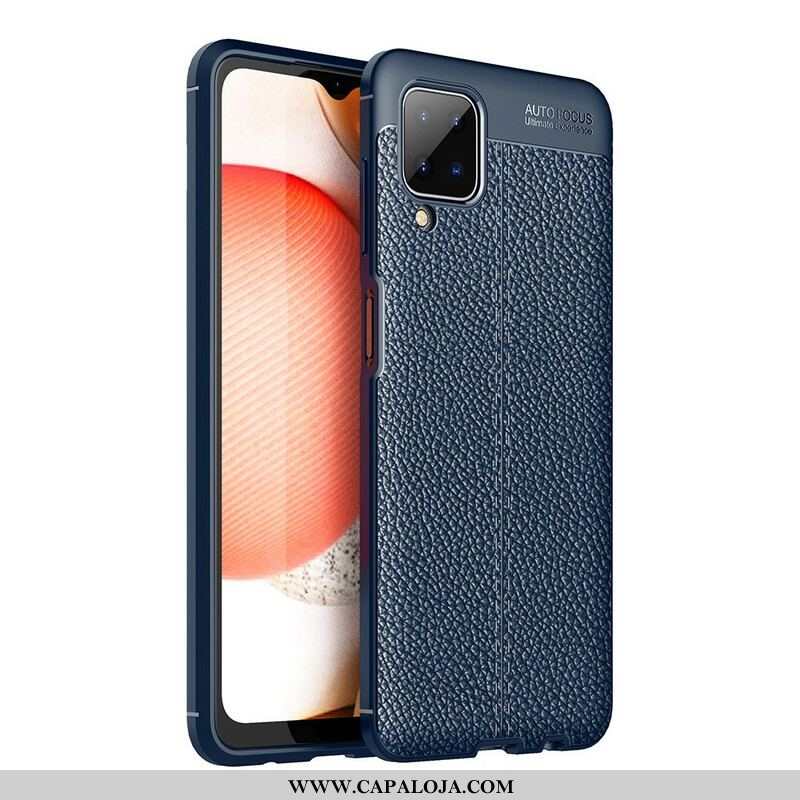 Capa Para Samsung Galaxy M12 / A12 Linha Dupla Efeito Couro Litchi