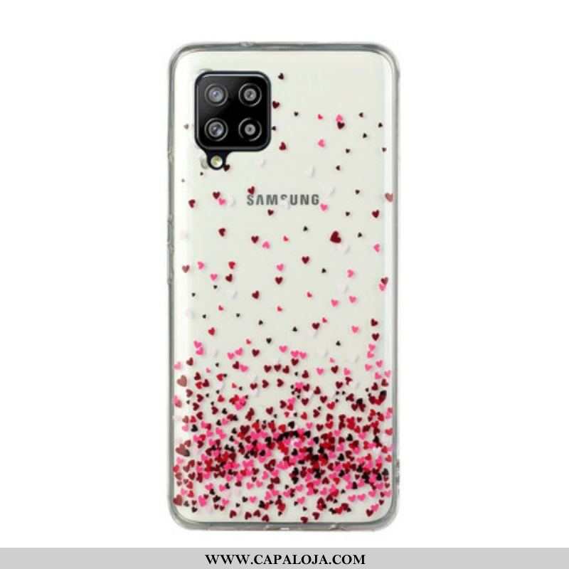 Capa Para Samsung Galaxy M12 / A12 Múltiplos Corações Vermelhos Sem Costura