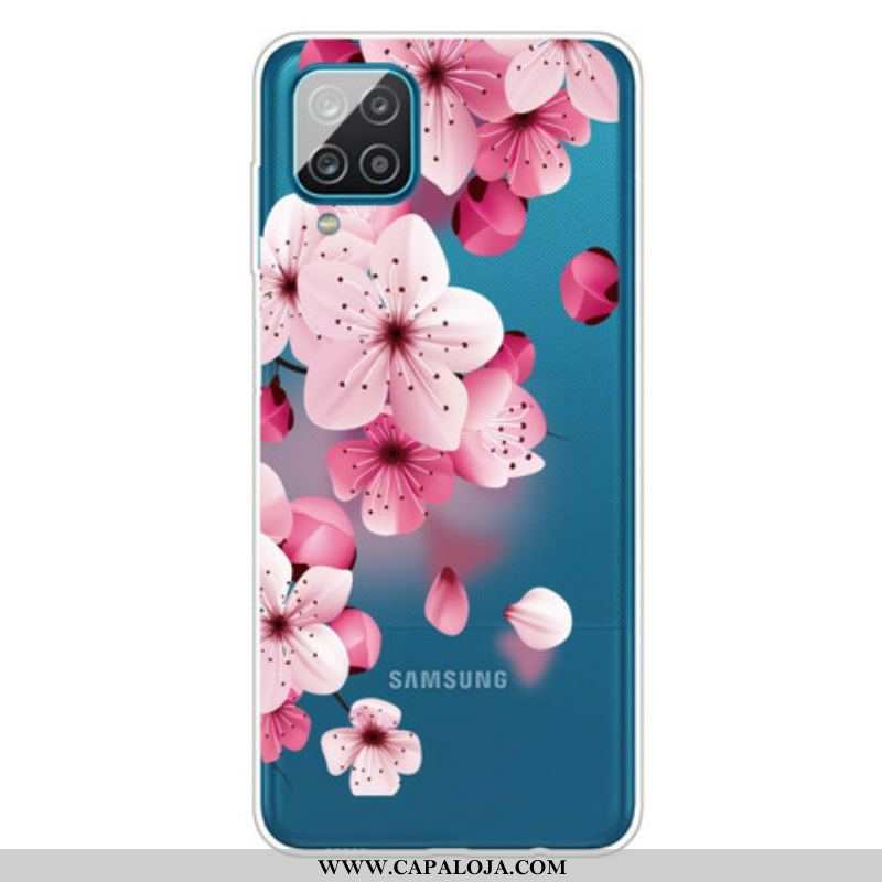 Capa Para Samsung Galaxy M12 / A12 Pequenas Flores Cor De Rosa