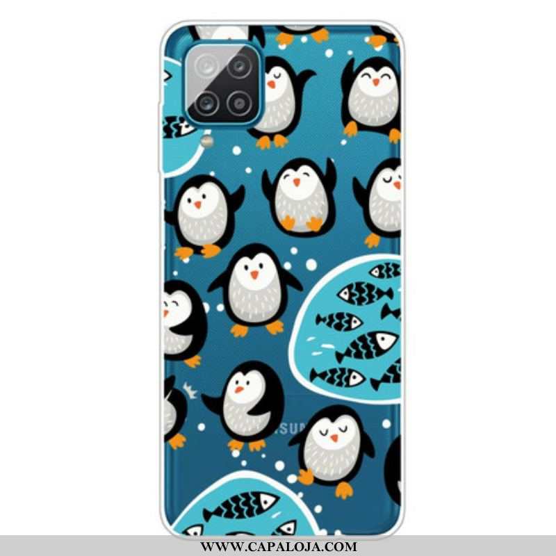 Capa Para Samsung Galaxy M12 / A12 Pinguins E Peixes