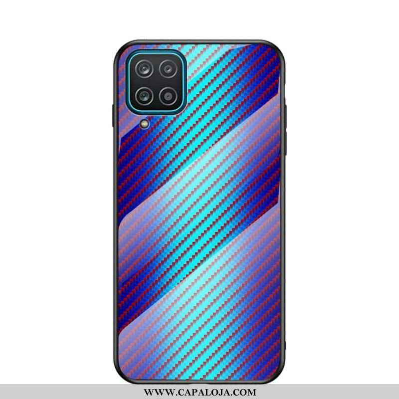 Capa Para Samsung Galaxy M12 / A12 Vidro Temperado De Fibra De Carbono