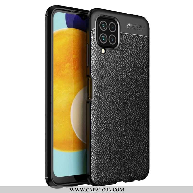 Capa Para Samsung Galaxy M32 Linha Dupla Efeito Couro Litchi