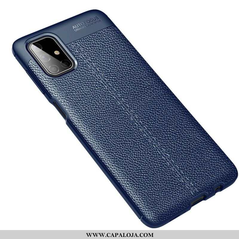 Capa Para Samsung Galaxy M51 Linha Dupla Efeito Couro Litchi