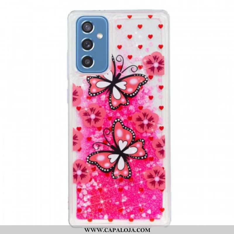 Capa Para Samsung Galaxy M52 5G Borboletas Cor De Rosa