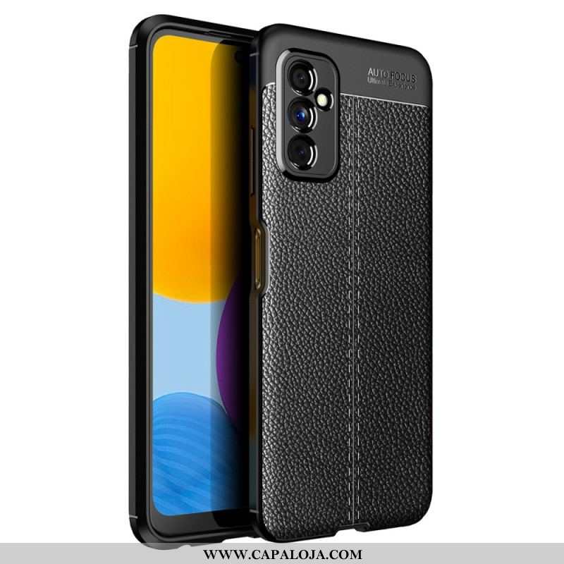 Capa Para Samsung Galaxy M52 5G Linha Dupla Efeito Couro Litchi