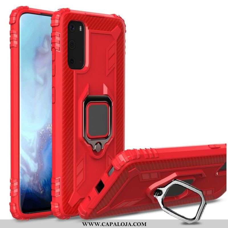 Capa Para Samsung Galaxy S20 Plus / S20 Plus 5G Anel E Fibra De Carbono