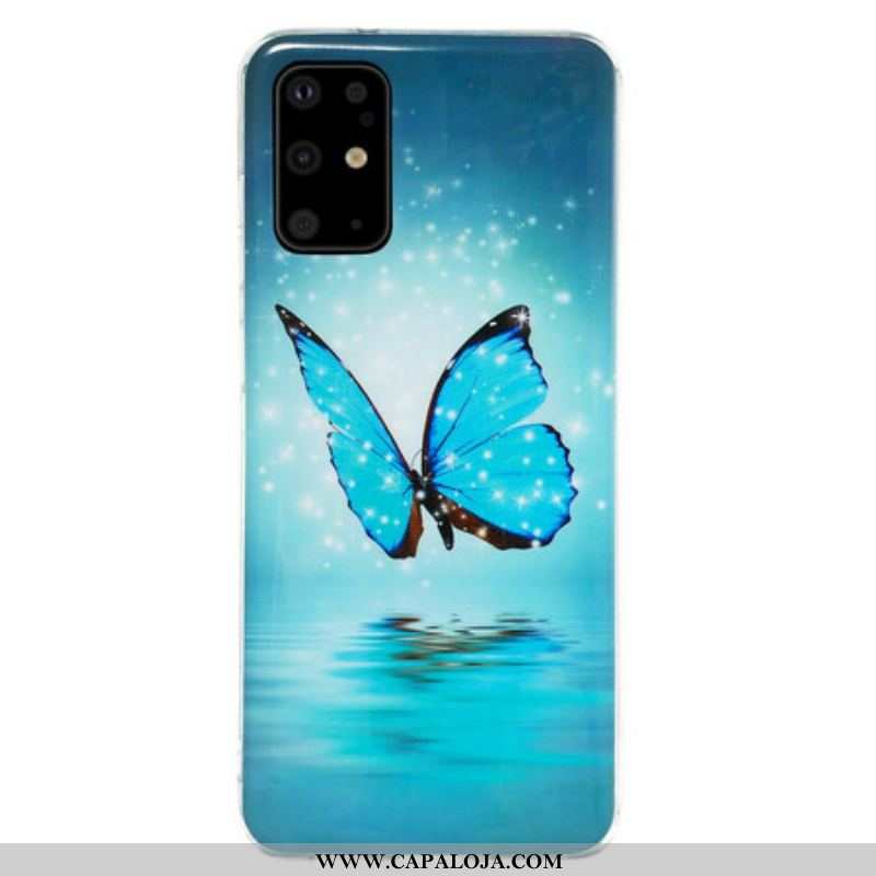 Capa Para Samsung Galaxy S20 Plus / S20 Plus 5G Borboleta Azul Fluorescente