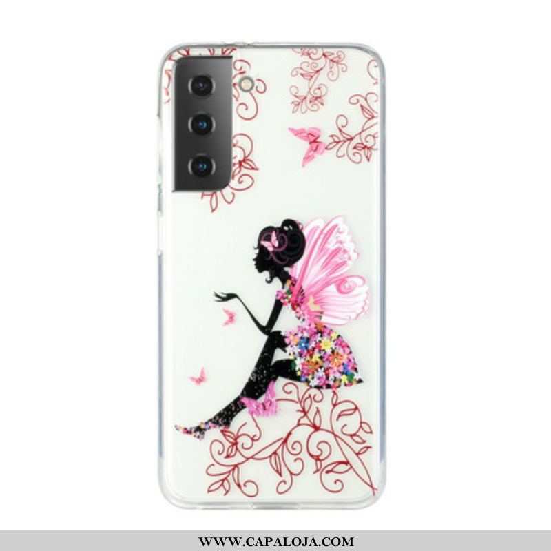 Capa Para Samsung Galaxy S21 5G Fada Das Flores Transparentes