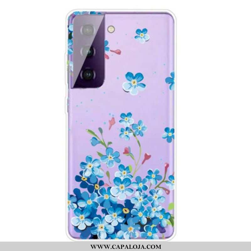 Capa Para Samsung Galaxy S21 5G Flores Azuis