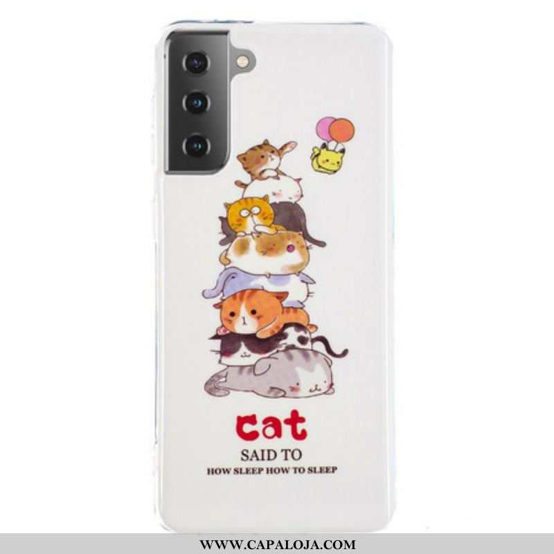 Capa Para Samsung Galaxy S21 5G Gatos Fluorescentes