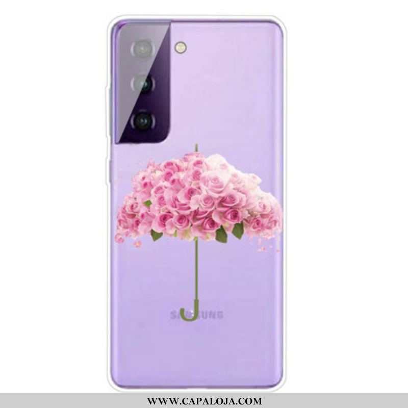 Capa Para Samsung Galaxy S21 5G Guarda-chuva Em Rosas