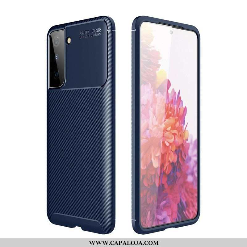 Capa Para Samsung Galaxy S21 5G Textura Flexível De Fibra De Carbono