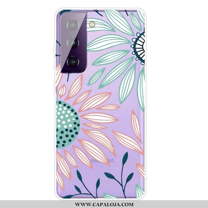 Capa Para Samsung Galaxy S21 5G Uma Flor Transparente