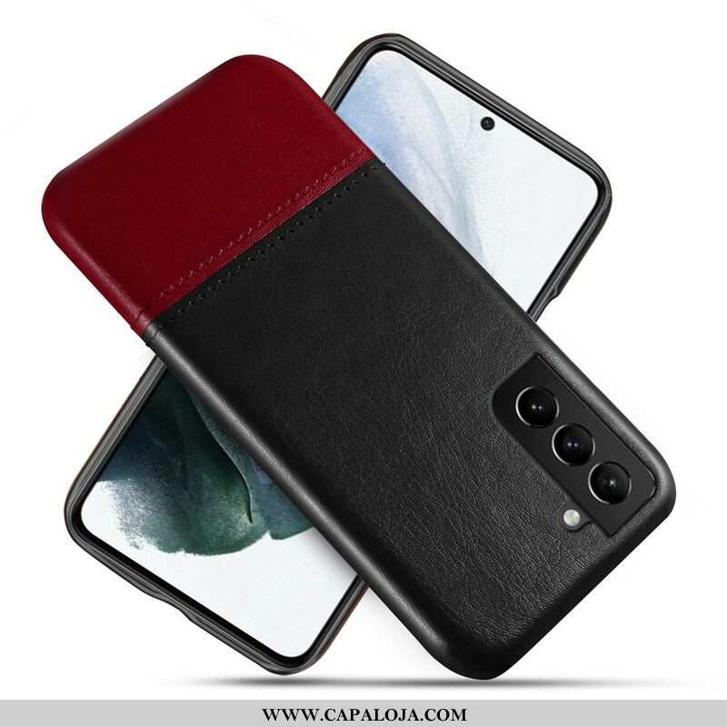 Capa Para Samsung Galaxy S21 FE Efeito De Couro De Dois Tons Ksq