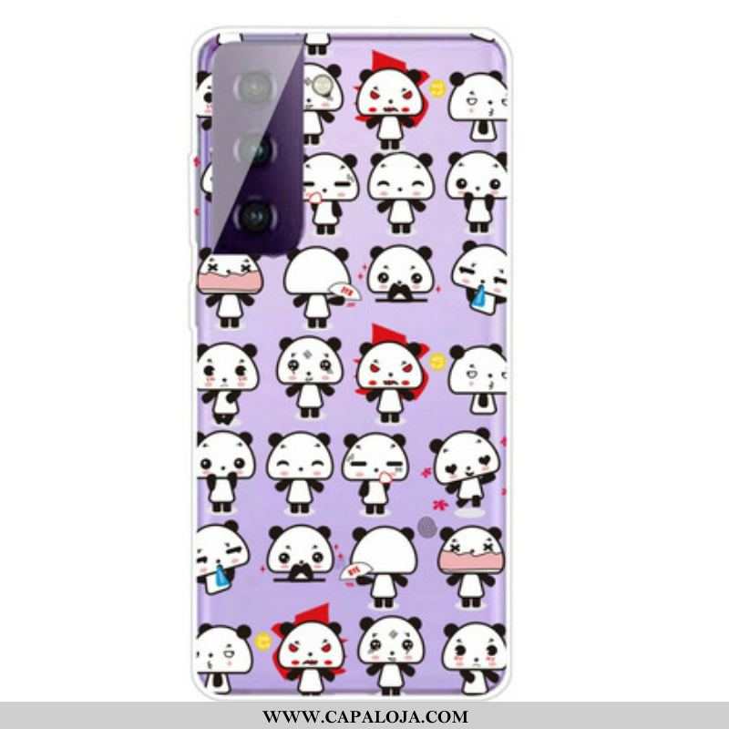 Capa Para Samsung Galaxy S21 FE Pandas Engraçados Sem Costura