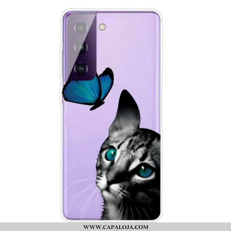 Capa Para Samsung Galaxy S21 Plus 5G Gato E Borboleta