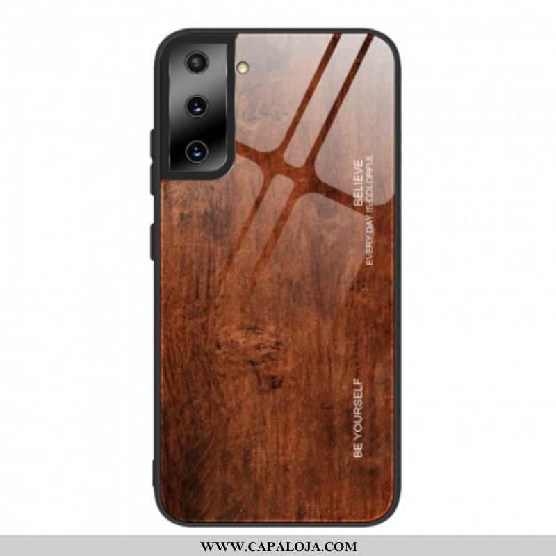 Capa Para Samsung Galaxy S21 Plus 5G Vidro Temperado Com Design De Madeira