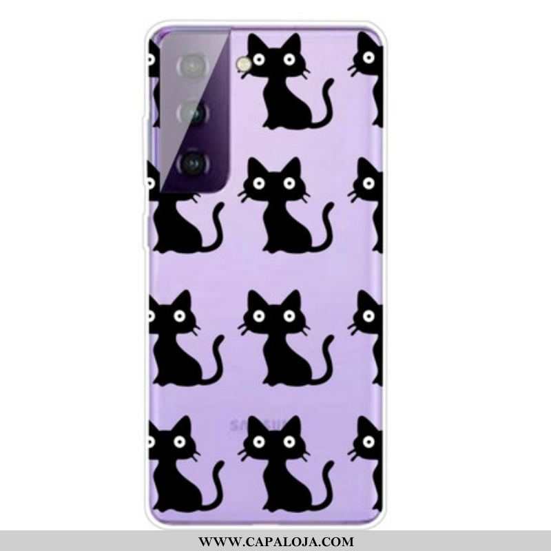 Capa Para Samsung Galaxy S21 Plus 5G Vários Gatos Pretos