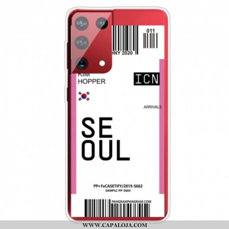 Capa Para Samsung Galaxy S21 Ultra 5G Cartão De Embarque Em Seul