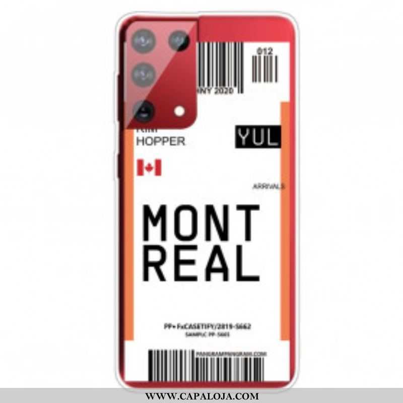 Capa Para Samsung Galaxy S21 Ultra 5G Cartão De Embarque Para Montreal