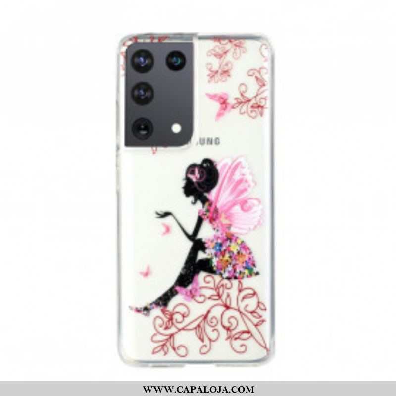 Capa Para Samsung Galaxy S21 Ultra 5G Fada Das Flores Transparentes