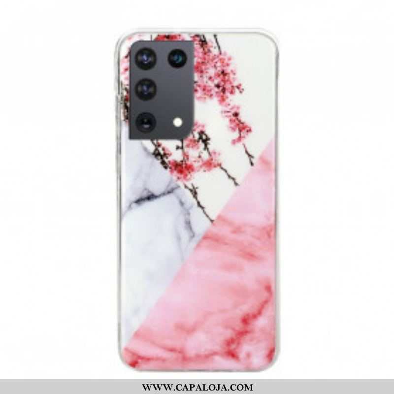 Capa Para Samsung Galaxy S21 Ultra 5G Flor De Ameixa Marmorizada