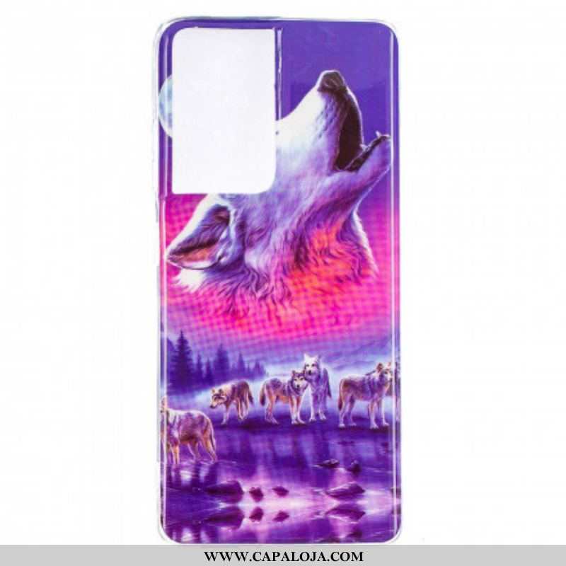 Capa Para Samsung Galaxy S21 Ultra 5G Fluorescente Wolf Series