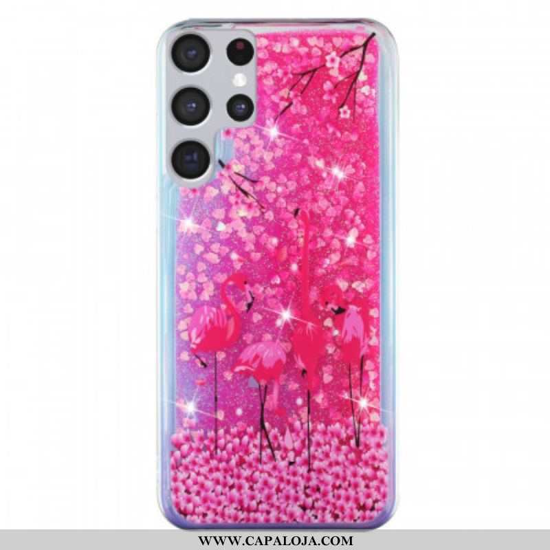 Capa Para Samsung Galaxy S21 Ultra 5G Lantejoulas Flamingo