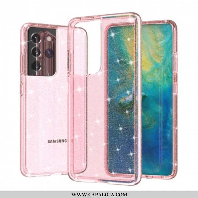 Capa Para Samsung Galaxy S21 Ultra 5G Lantejoulas Transparentes