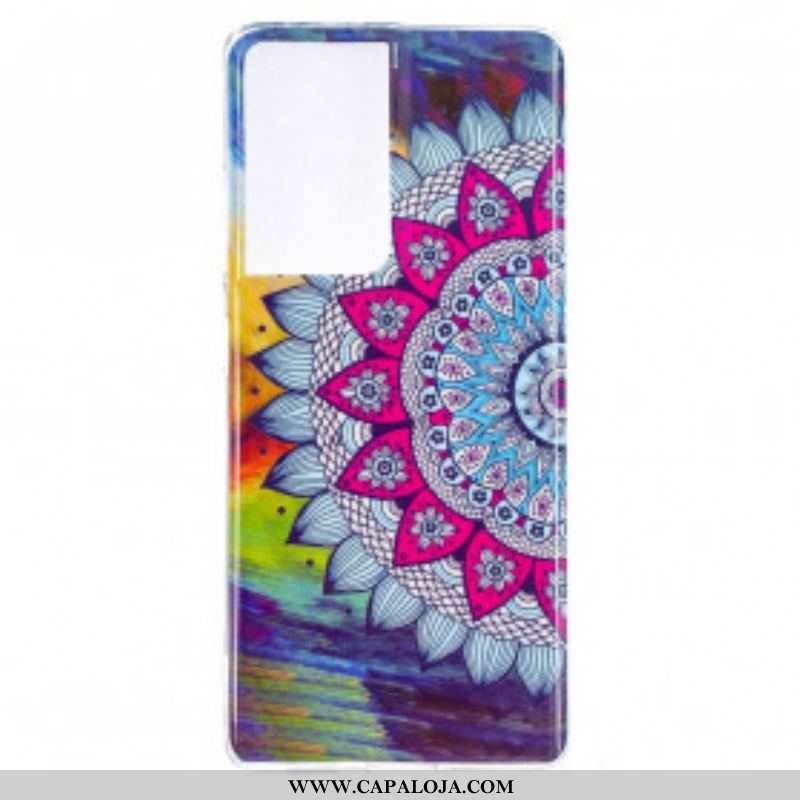 Capa Para Samsung Galaxy S21 Ultra 5G Mandala Colorida Fluorescente