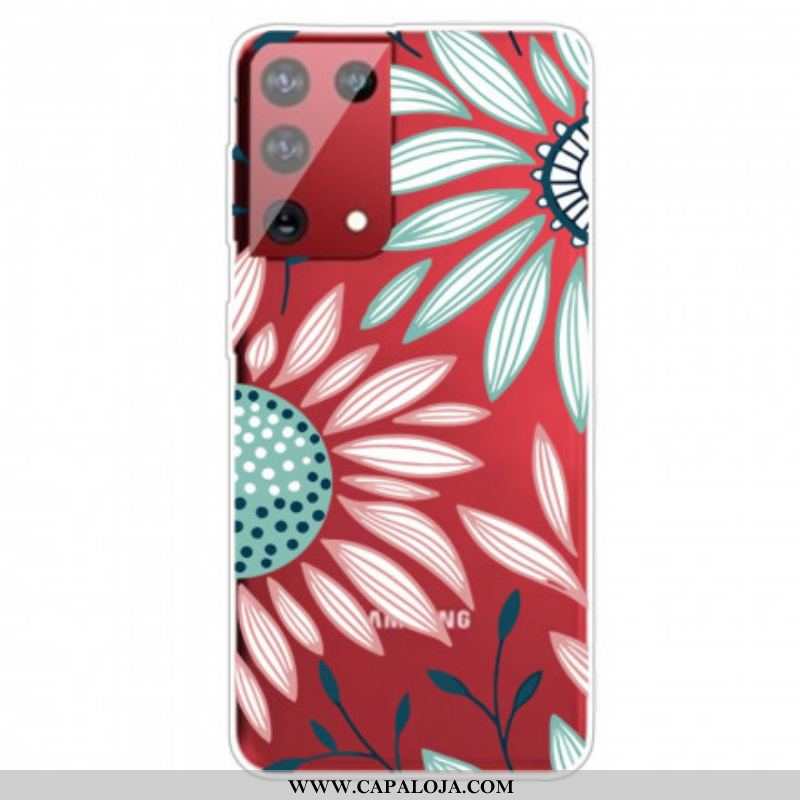 Capa Para Samsung Galaxy S21 Ultra 5G Uma Flor Transparente