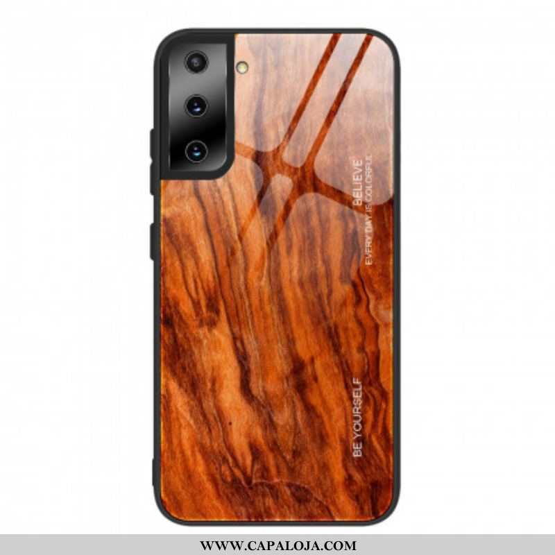 Capa Para Samsung Galaxy S21 Ultra 5G Vidro Temperado Com Design De Madeira