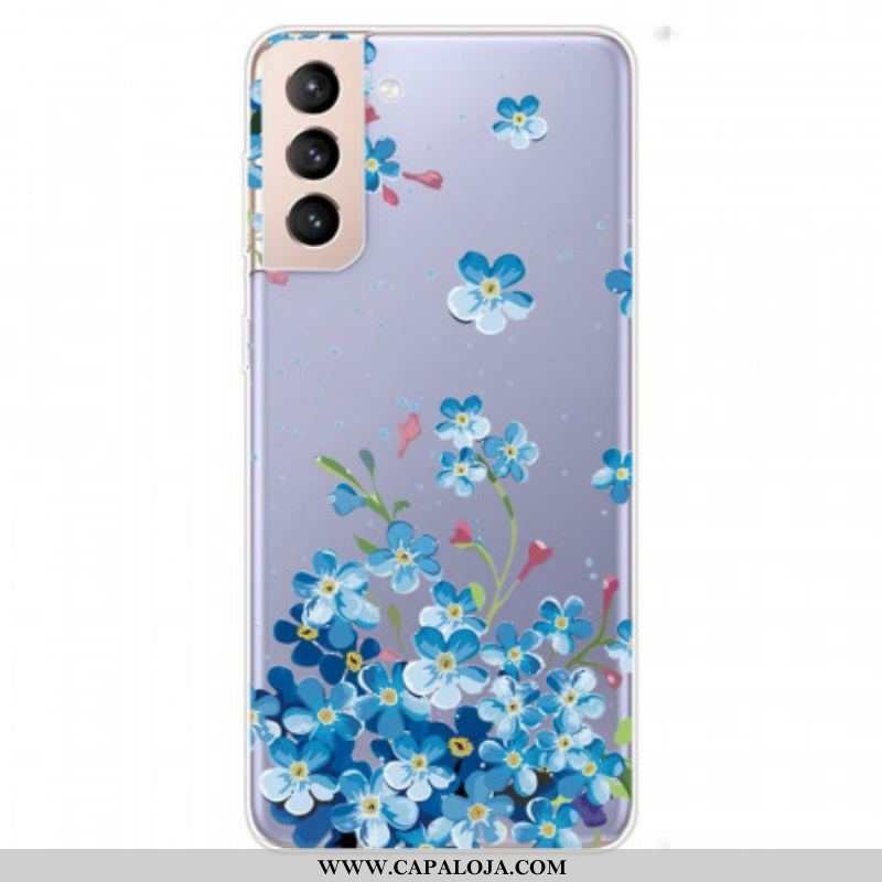 Capa Para Samsung Galaxy S22 5G Flores Azuis