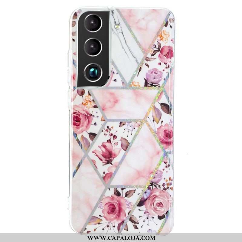 Capa Para Samsung Galaxy S22 5G Flores Em Mármore