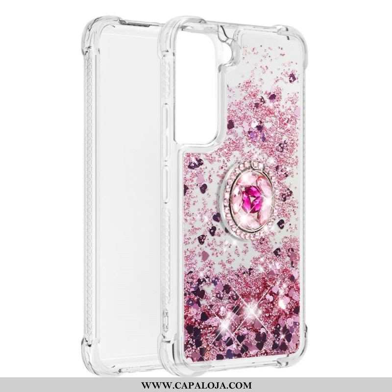 Capa Para Samsung Galaxy S22 5G Lantejoulas Com Suporte De Anel