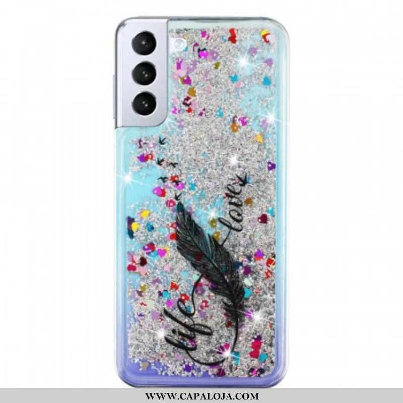 Capa Para Samsung Galaxy S22 5G Lantejoulas Life & Love