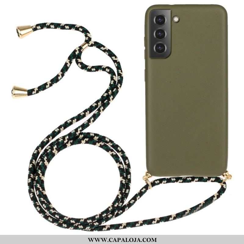 Capa Para Samsung Galaxy S22 5G Palha De Trigo Com Cordão