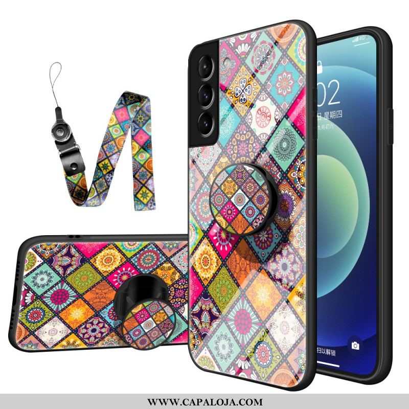 Capa Para Samsung Galaxy S22 5G Suporte Magnético Patchwork