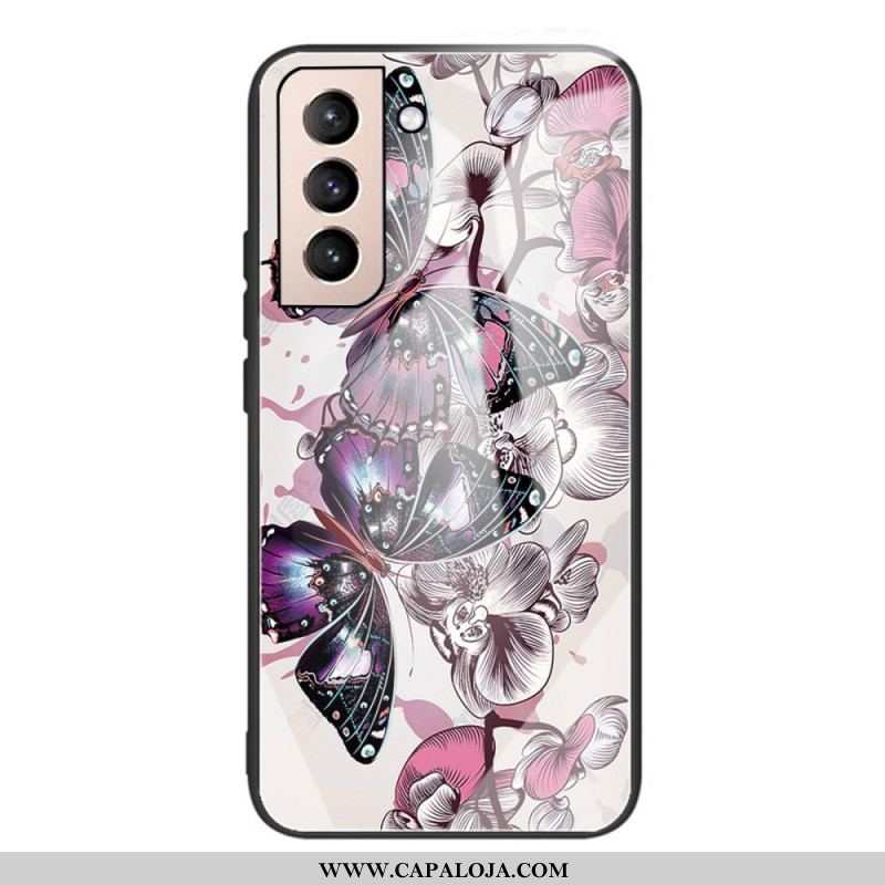 Capa Para Samsung Galaxy S22 5G Variação De Borboletas De Vidro Temperado