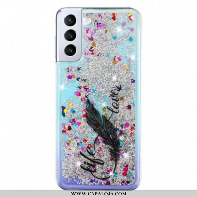 Capa Para Samsung Galaxy S22 Plus 5G Lantejoulas Life & Love