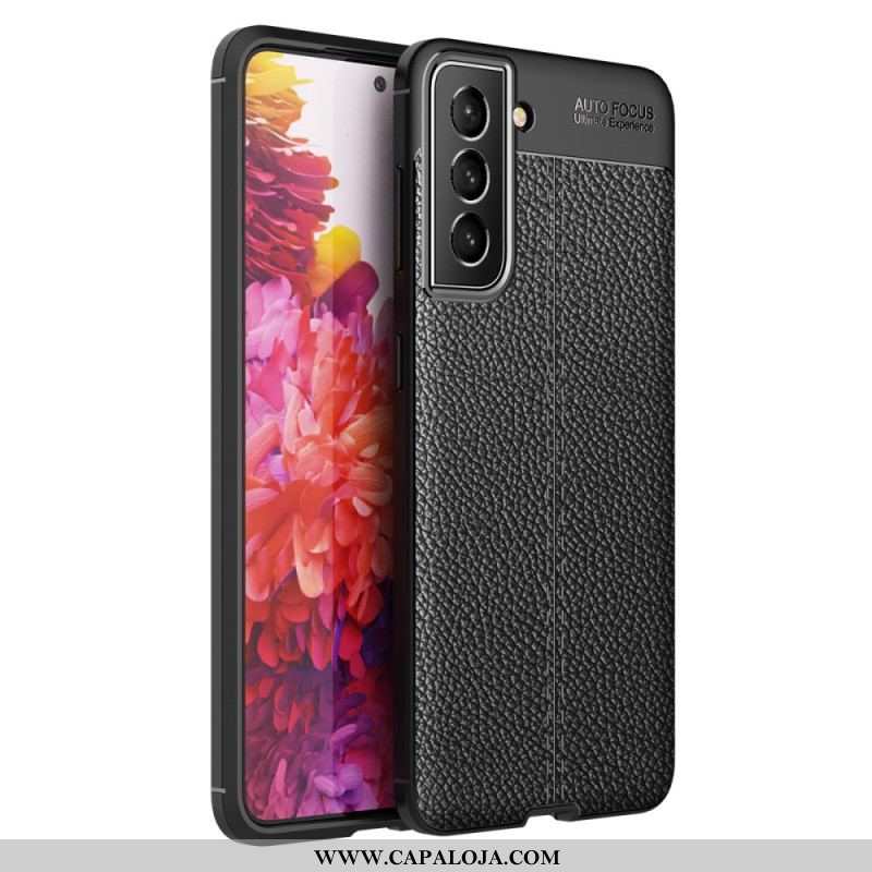 Capa Para Samsung Galaxy S22 Plus 5G Linha Dupla Efeito Couro Litchi