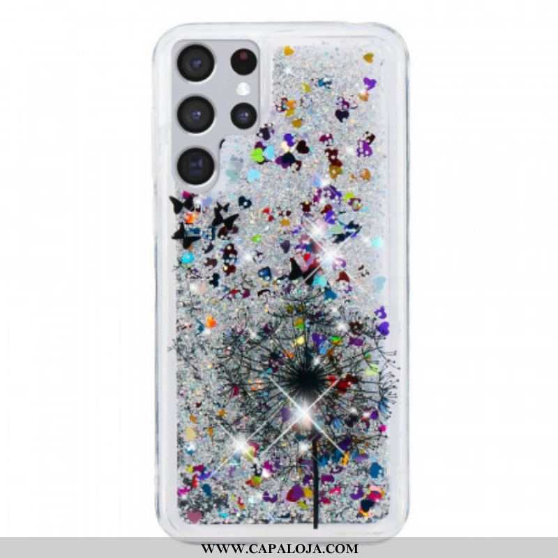 Capa Para Samsung Galaxy S22 Ultra 5G Dente-de-leão Glitter