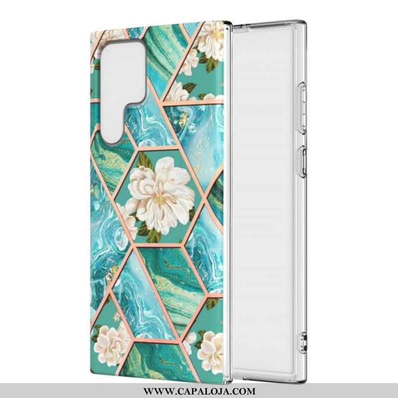 Capa Para Samsung Galaxy S22 Ultra 5G Floral Marmorizado