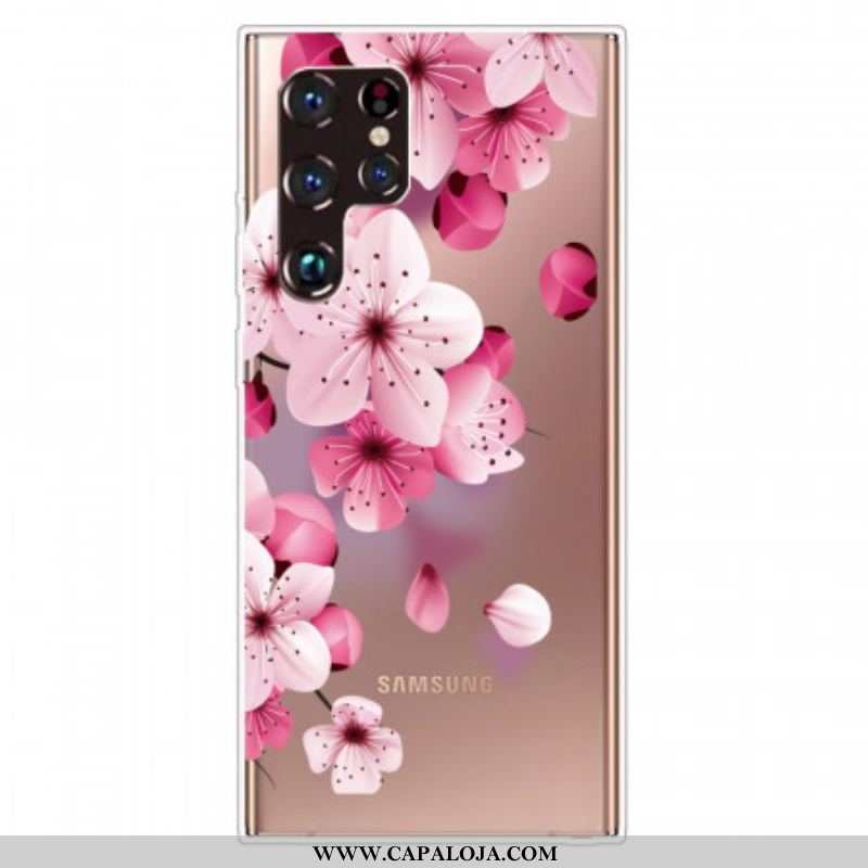 Capa Para Samsung Galaxy S22 Ultra 5G Pequenas Flores Cor De Rosa