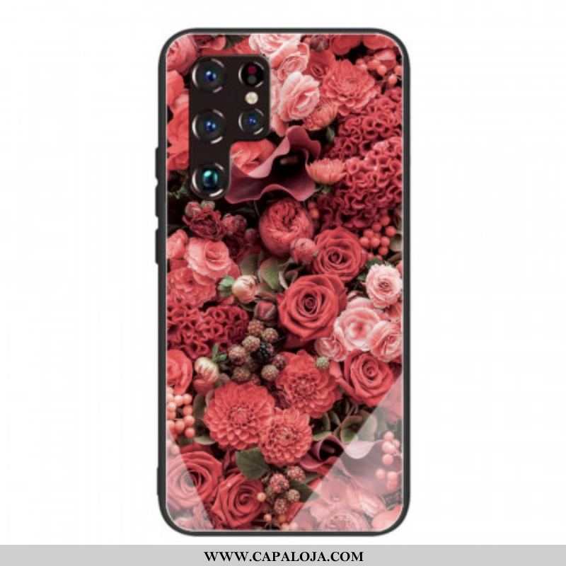 Capa Para Samsung Galaxy S22 Ultra 5G Rose Flowers Vidro Temperado