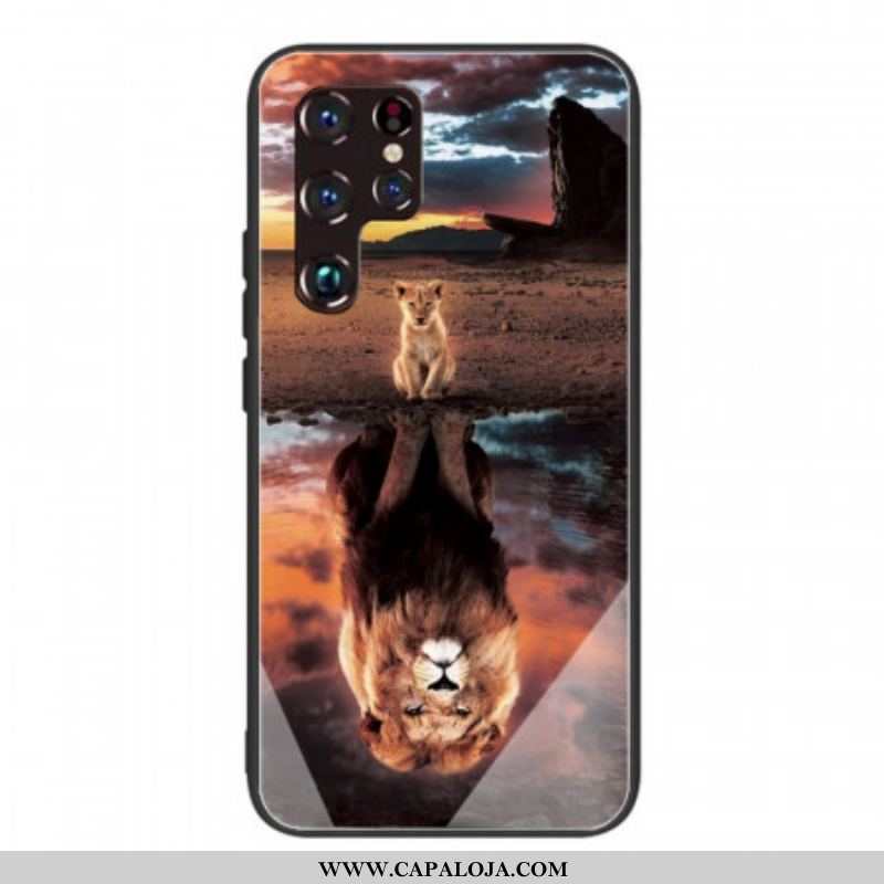 Capa Para Samsung Galaxy S22 Ultra 5G Vidro Temperado Do Sonho Do Filhote De Leão