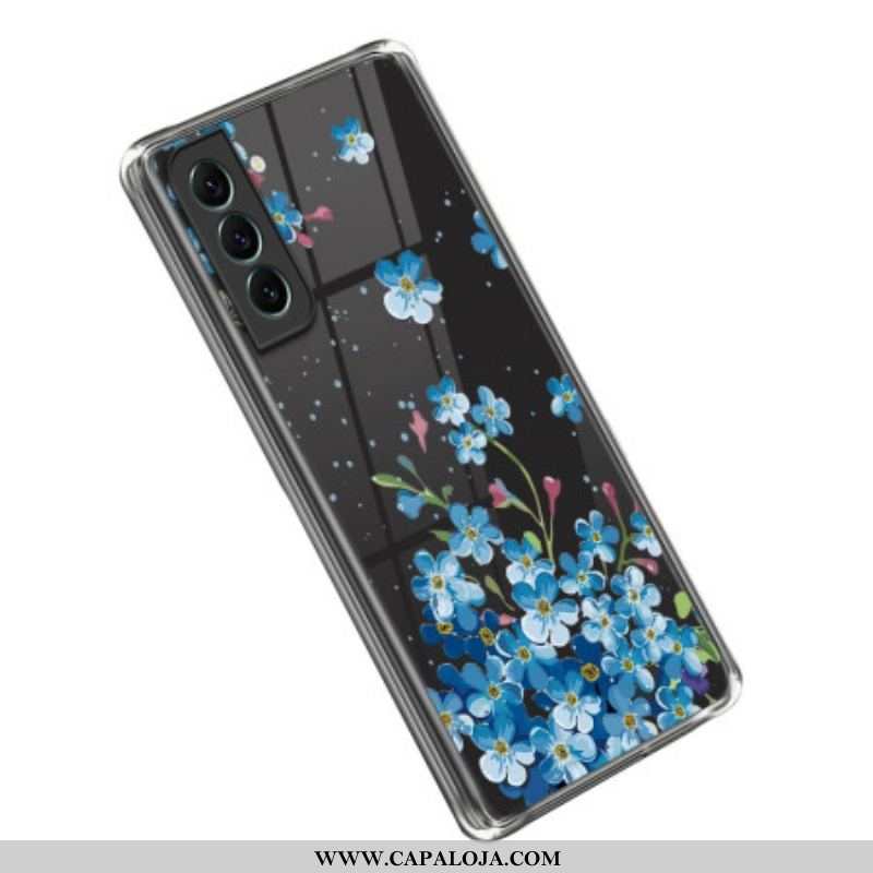 Capa Para Samsung Galaxy S23 5G Flores Azuis