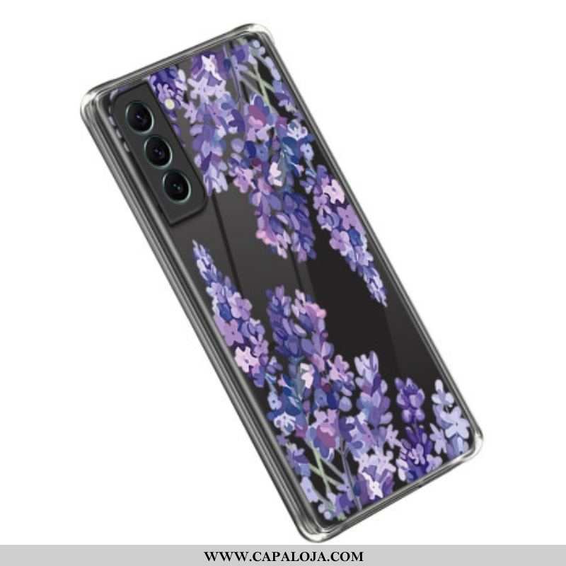 Capa Para Samsung Galaxy S23 5G Flores Roxas Sem Costura