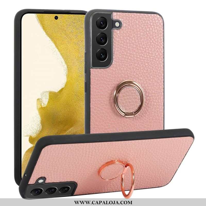 Capa Para Samsung Galaxy S23 5G Porta-anel De Lichia De Couro Sintético