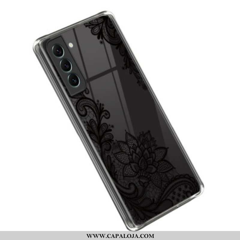 Capa Para Samsung Galaxy S23 5G Renda Preta Transparente